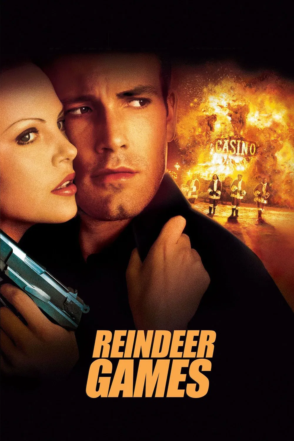 Poster chính thức của phim Phim Giật Gân, Phim Hành Động "Ván Bài Lật Ngửa" (Reindeer Games - 2000), với sự tham gia của diễn viên Ben Affleck và Charlize Theron.