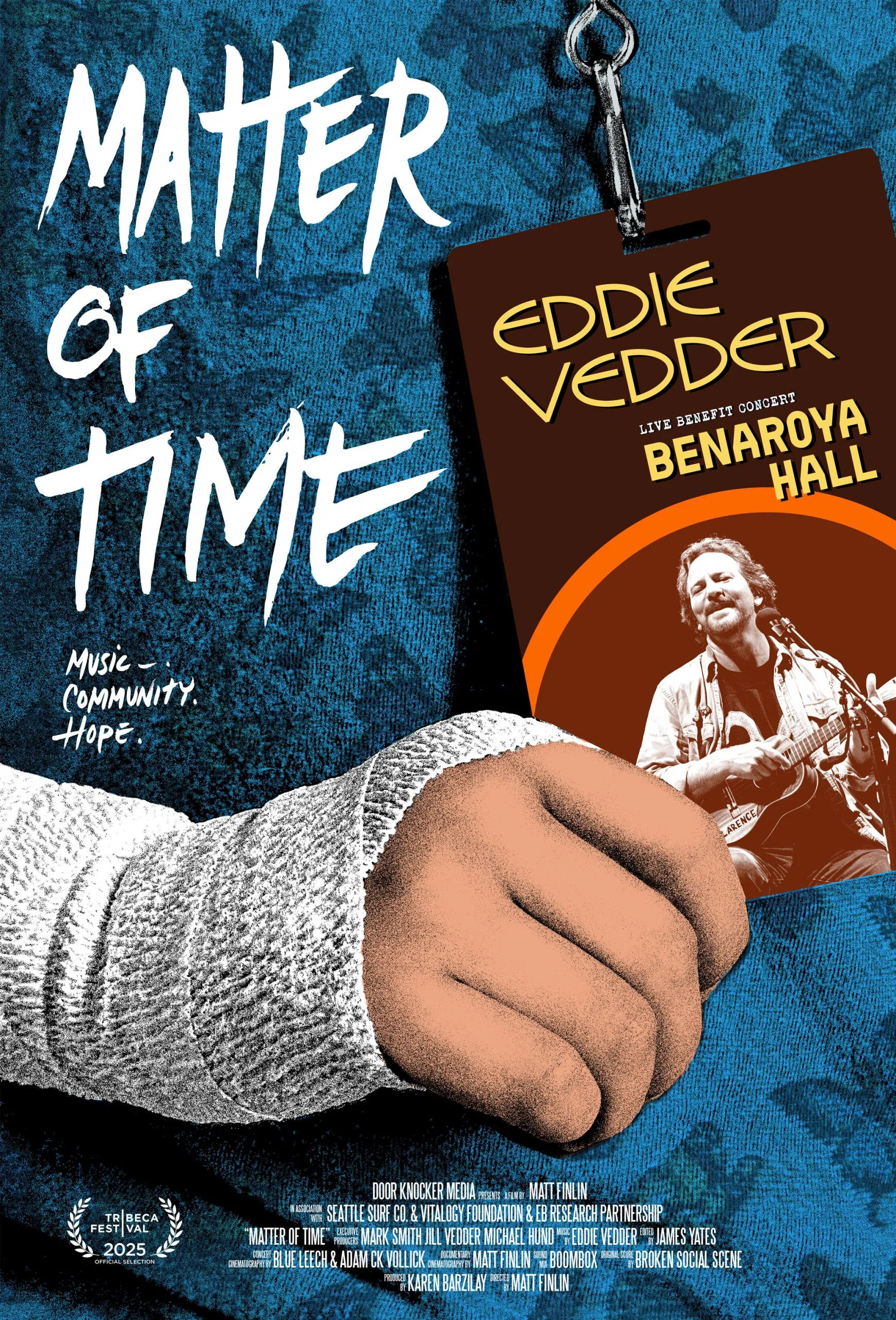 Poster chính thức của phim Phim Tài Liệu, Phim Ca Nhạc "Vấn Đề Thời Gian" (Matter of Time - 2025), với sự tham gia của diễn viên Eddie Vedder.
