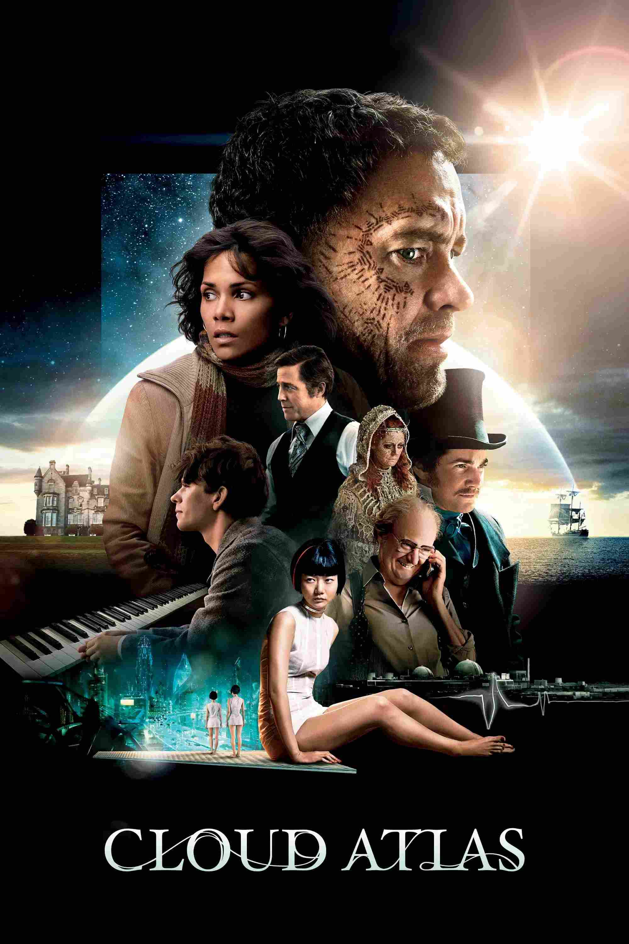 Poster chính thức của phim Phim Tâm Lý, Phim Viễn Tưởng "Vân Đồ" (Cloud Atlas - 2012), với sự tham gia của diễn viên Tom Hanks và Halle Berry.
