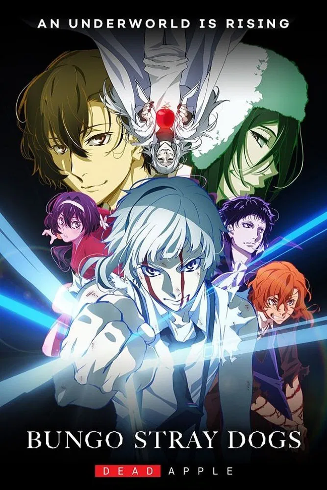 Poster chính thức của phim Phim Hoạt Hình, Phim Hành Động "Văn hào lưu lạc (Phần 3)" (Bungo Stray Dogs: Dead Apple - 2018), với sự tham gia của diễn viên Kensho Ono và Mamoru Miyano.