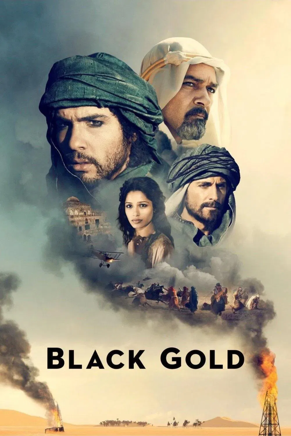 Poster chính thức của phim Phim Phiêu Lưu, Phim Tâm Lý "Vàng Đen" (Black Gold - 2011), với sự tham gia của diễn viên Mark Strong và Antonio Banderas.