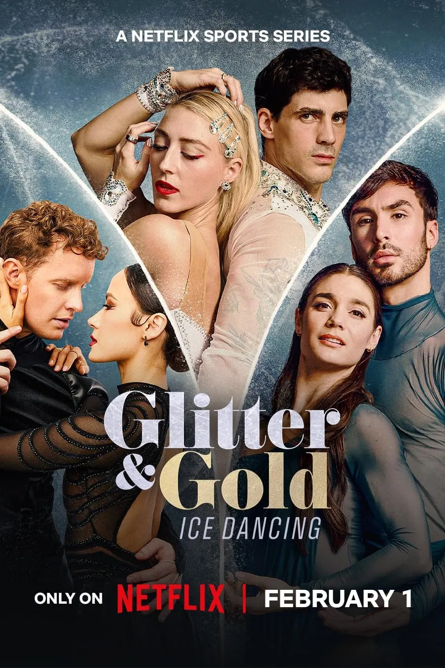 Poster chính thức của phim Phim Tâm Lý "Vàng Kim Và Lấp Lánh: Khiêu Vũ Trên Băng" (Glitter & Gold: Ice Dancing - 2026).