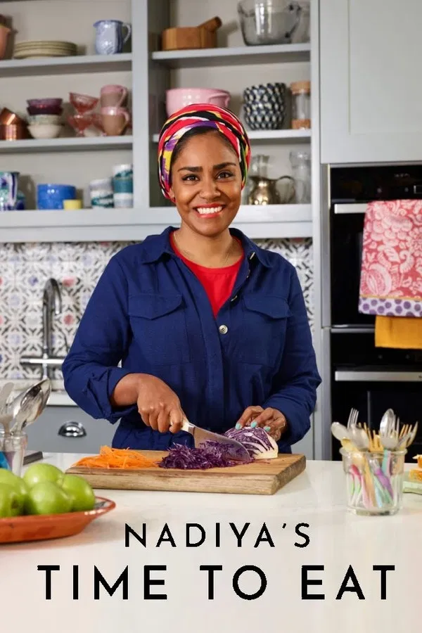 Poster chính thức của phim Truyền Hình Thực Tế "Vào bếp cùng Nadiya" (Nadiya's Time to Eat - 2019), với sự tham gia của diễn viên Nadiya Hussain.