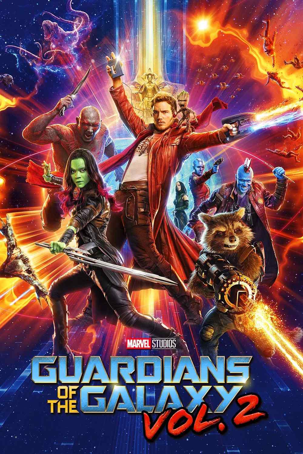 Poster chính thức của phim Phim Viễn Tưởng, Phim Phiêu Lưu "Vệ Binh Dải Ngân Hà 2" (Guardians of the Galaxy Vol. 2 - 2017), với sự tham gia của diễn viên Chris Pratt và Zoe Saldaña.
