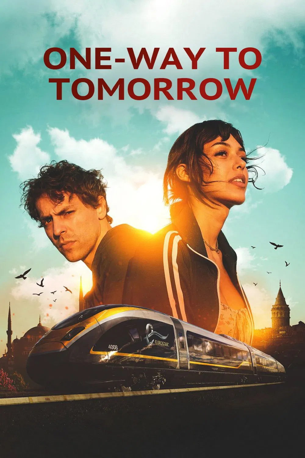 Poster chính thức của phim Phim Hài, Phim Tình Cảm "Vé Tàu Tới Tình Yêu" (One-Way to Tomorrow - 2020), với sự tham gia của diễn viên Metin Akdülger và Dilan Çiçek Deniz.