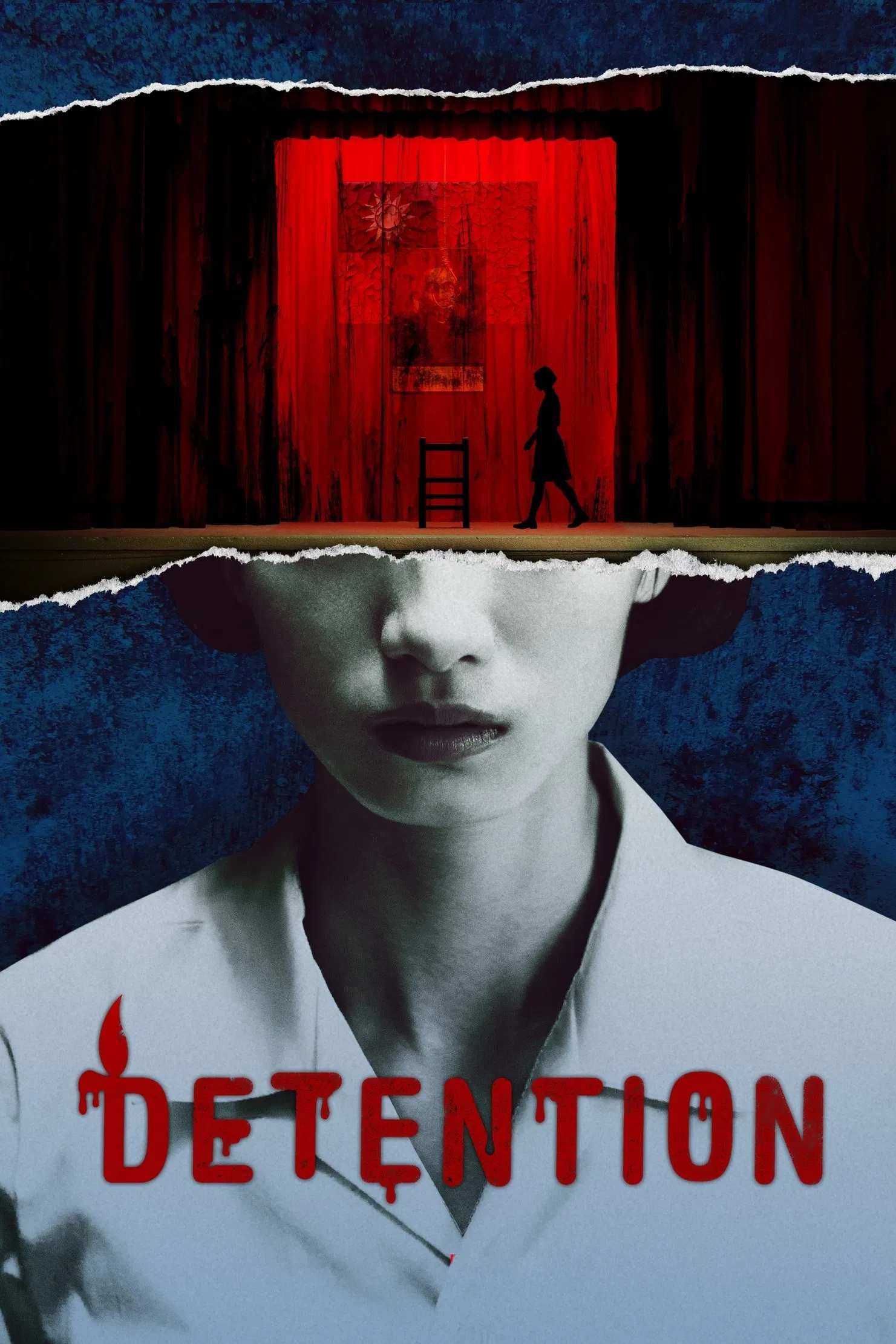 Poster chính thức của phim Phim Tâm Lý, Phim Bí Ẩn "Về Trường" (Detention - 2020), với sự tham gia của diễn viên Ning Han và Ling-Wei Lee.