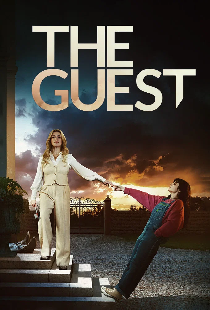 Poster chính thức của phim Phim Tâm Lý, Phim Hình Sự "Vị Khách (Phần 1)" (The Guest - 2025), với sự tham gia của diễn viên Eve Myles và Gabrielle Creevy.