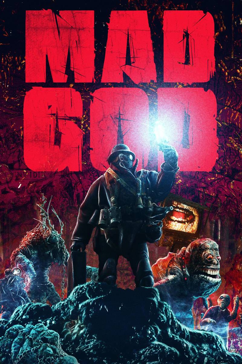 Poster chính thức của phim Phim Hoạt Hình, Phim Giả Tượng "Vị Thần Điên Loạn" (Mad God - 2021), với sự tham gia của diễn viên Alex Cox và Niketa Roman.