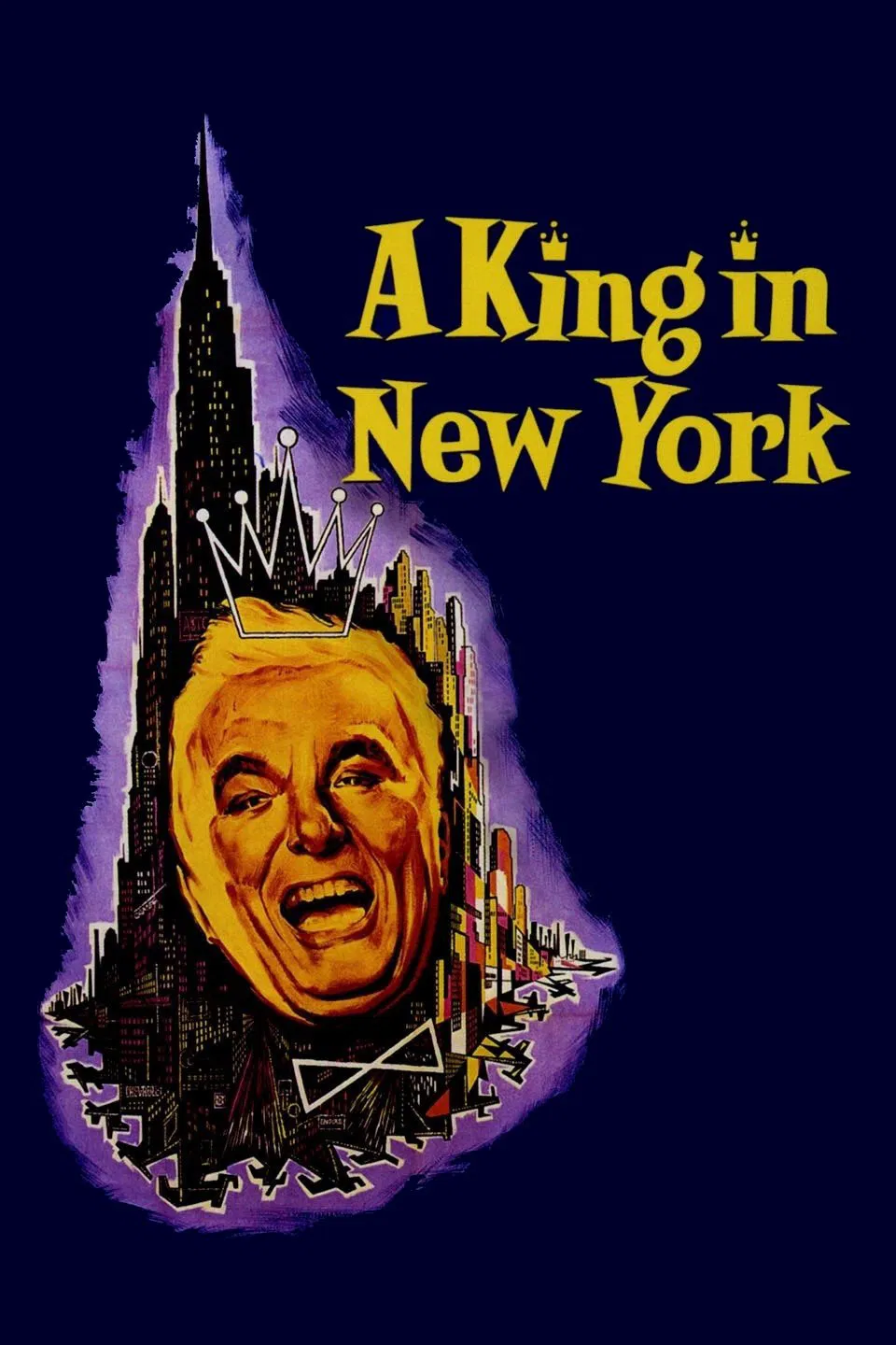 Poster chính thức của phim Phim Hài "Vị Vua Ở New York" (A King in New York - 1957), với sự tham gia của diễn viên Charlie Chaplin và Maxine Audley.