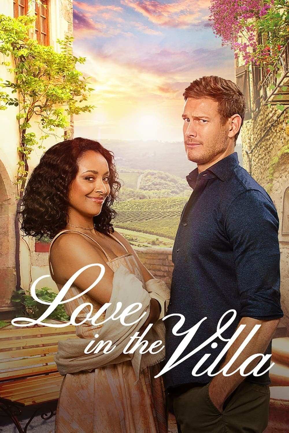 Poster chính thức của phim Phim Tình Cảm, Phim Hài "Villa Tình Yêu" (Love in the Villa - 2022), với sự tham gia của diễn viên Kat Graham và Tom Hopper.