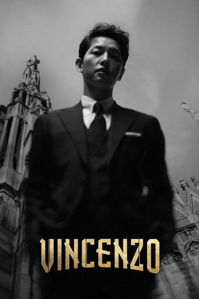 Poster chính thức của phim Phim Hành Động & Phiêu Lưu, Phim Hài "Vincenzo" (Vincenzo - 2021), với sự tham gia của diễn viên Song Joong-ki và Jeon Yeo-been.