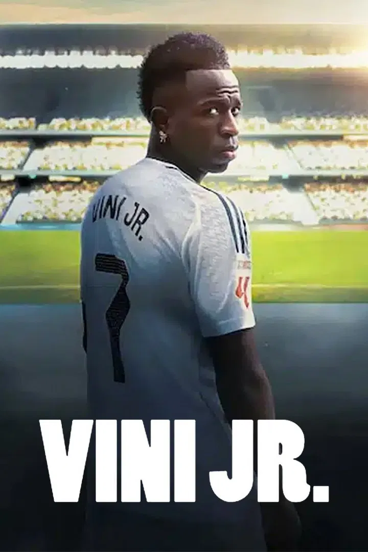 Poster chính thức của phim Phim Tài Liệu "Vini Jr." (Vini Jr. - 2025), với sự tham gia của diễn viên Vini Jr. và Antonio Rüdiger.