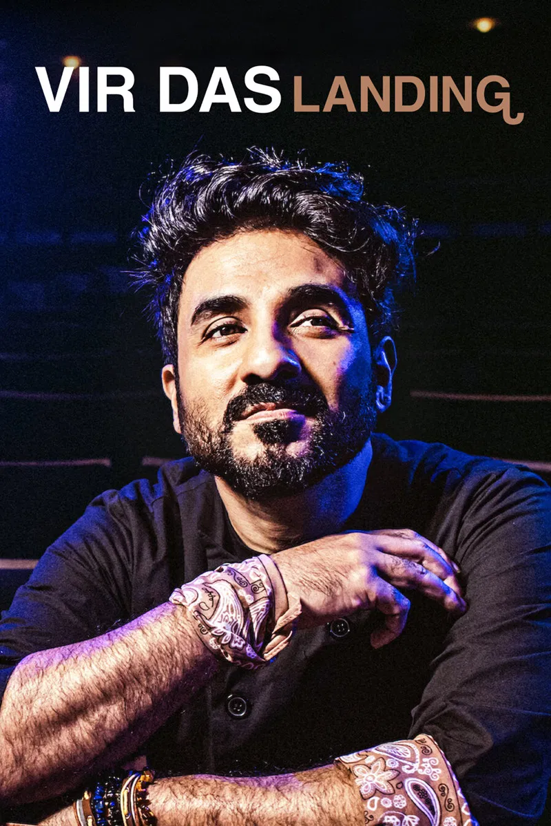 Poster chính thức của phim Phim Hài "Vir Das: Hạ cánh" (Vir Das: Landing - 2022), với sự tham gia của diễn viên Vir Das.