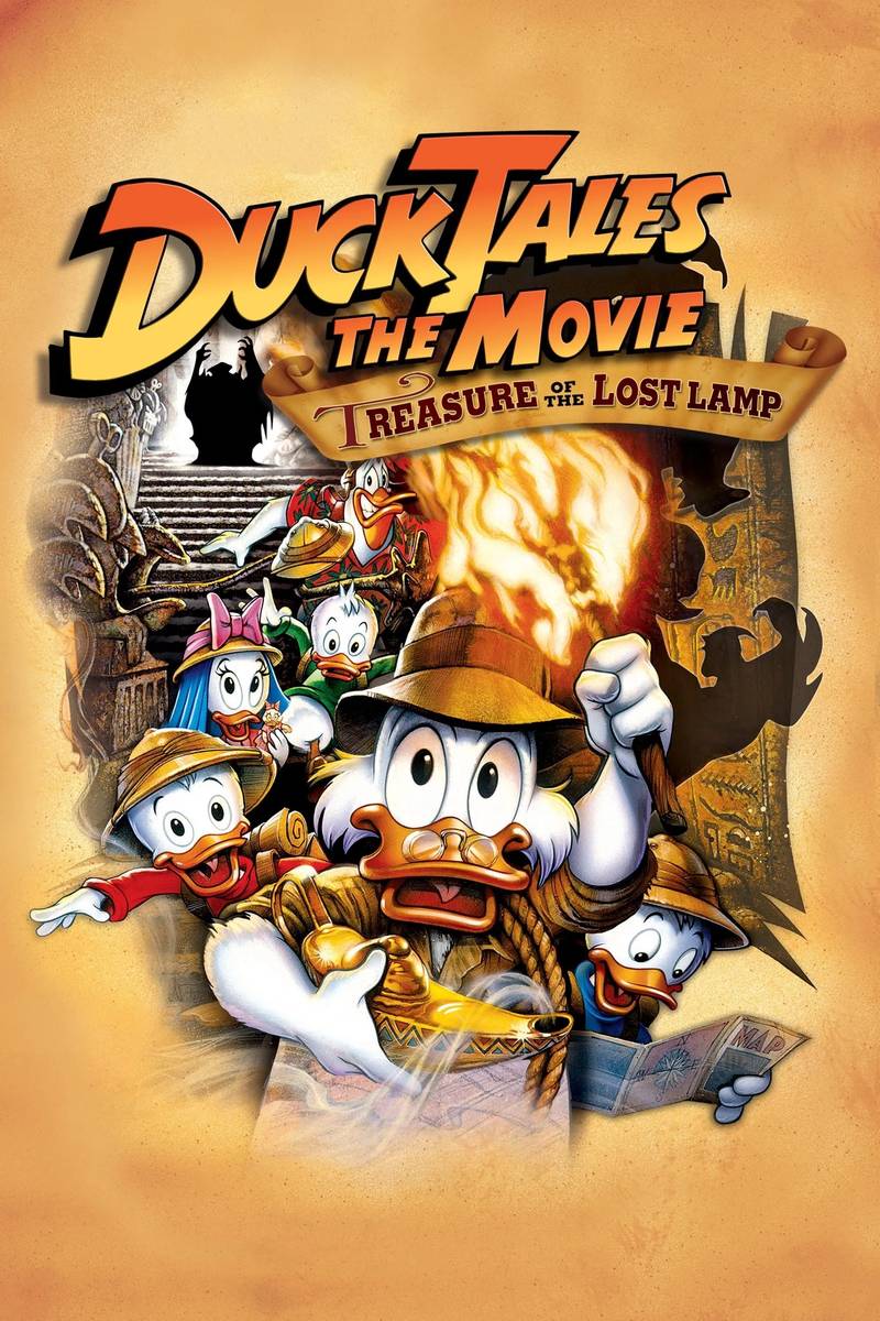 Poster chính thức của phim Phim Phiêu Lưu, Phim Hoạt Hình "Vịt Donal Và Kho Báu Quốc Gia" (DuckTales: The Movie - Treasure of the Lost Lamp - 1990), với sự tham gia của diễn viên Alan Young và Terence McGovern.
