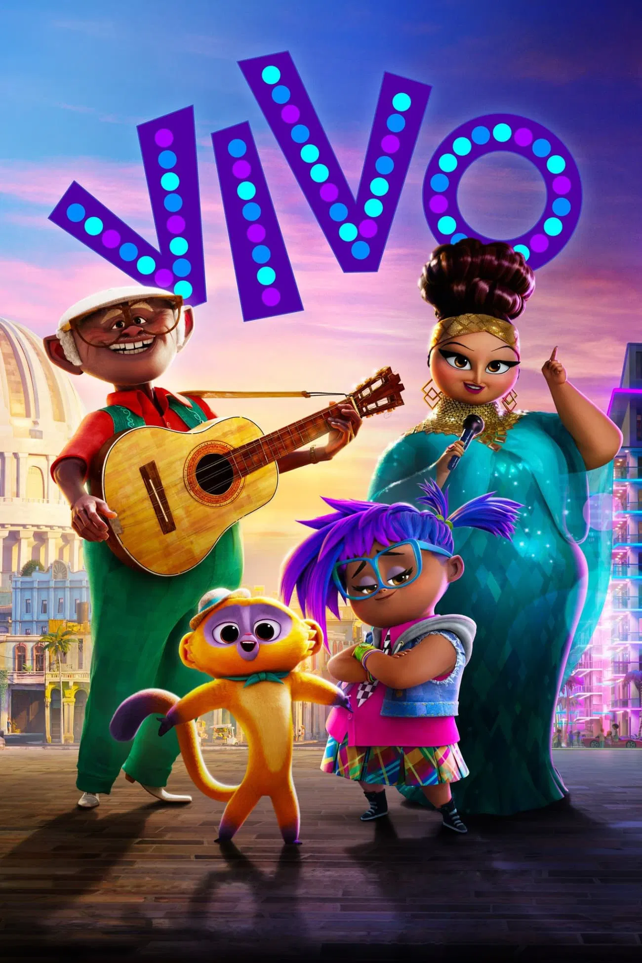 Poster chính thức của phim Phim Hoạt Hình, Phim Gia Đình "Vivo" (Vivo - 2021), với sự tham gia của diễn viên Lin-Manuel Miranda và Ynairaly Simo.