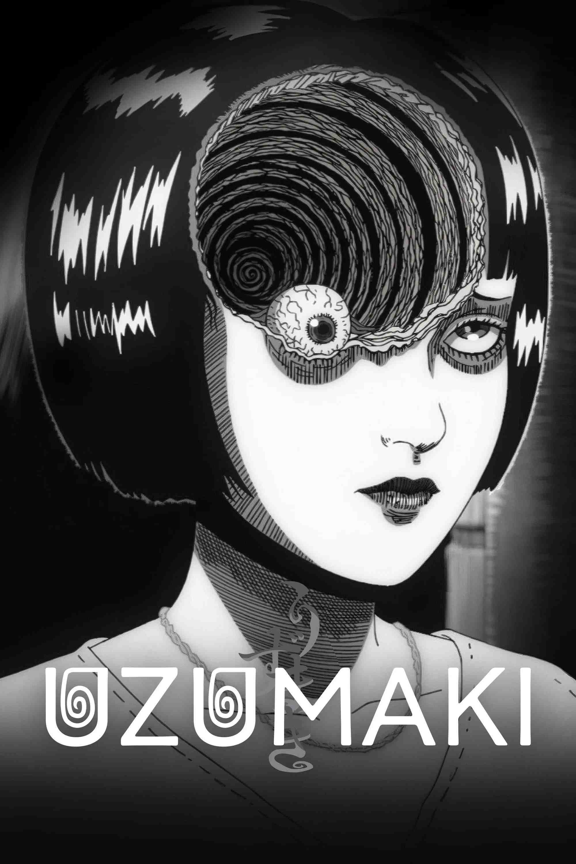 Poster chính thức của phim Phim Hoạt Hình, Phim Bí Ẩn "Vòng Xoắn Ốc" (Uzumaki - 2024), với sự tham gia của diễn viên Uki Satake và Shin-ichiro Miki.