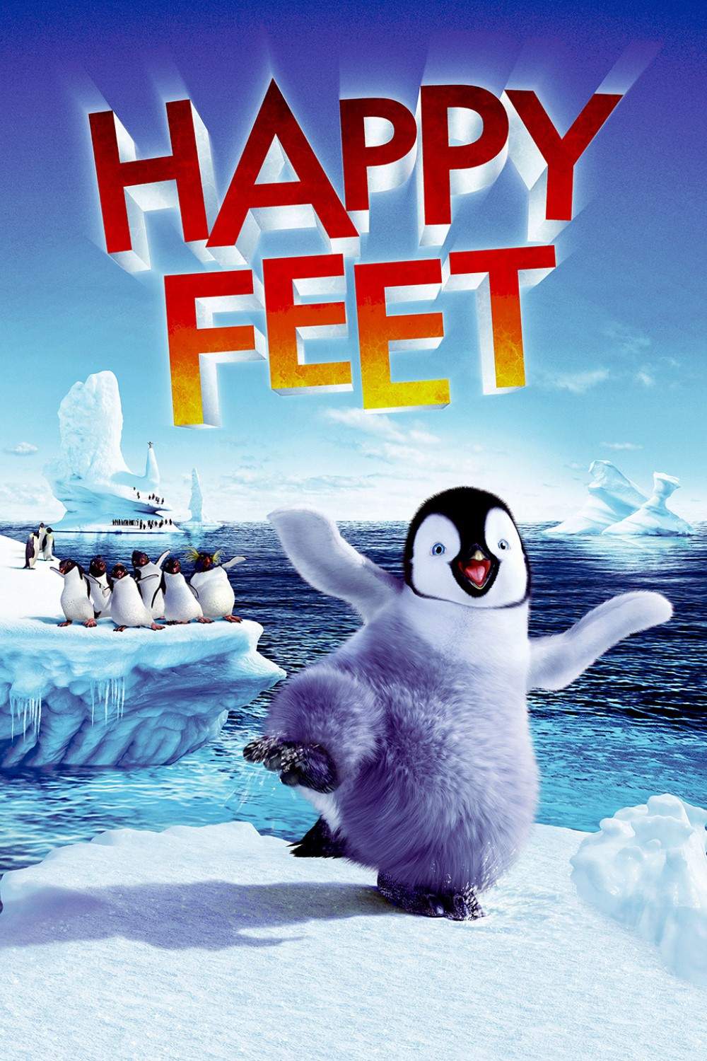 Poster chính thức của phim Phim Hoạt Hình, Phim Hài "Vũ Điệu Chim Cánh Cụt" (Happy Feet - 2006), với sự tham gia của diễn viên Elijah Wood và Robin Williams.