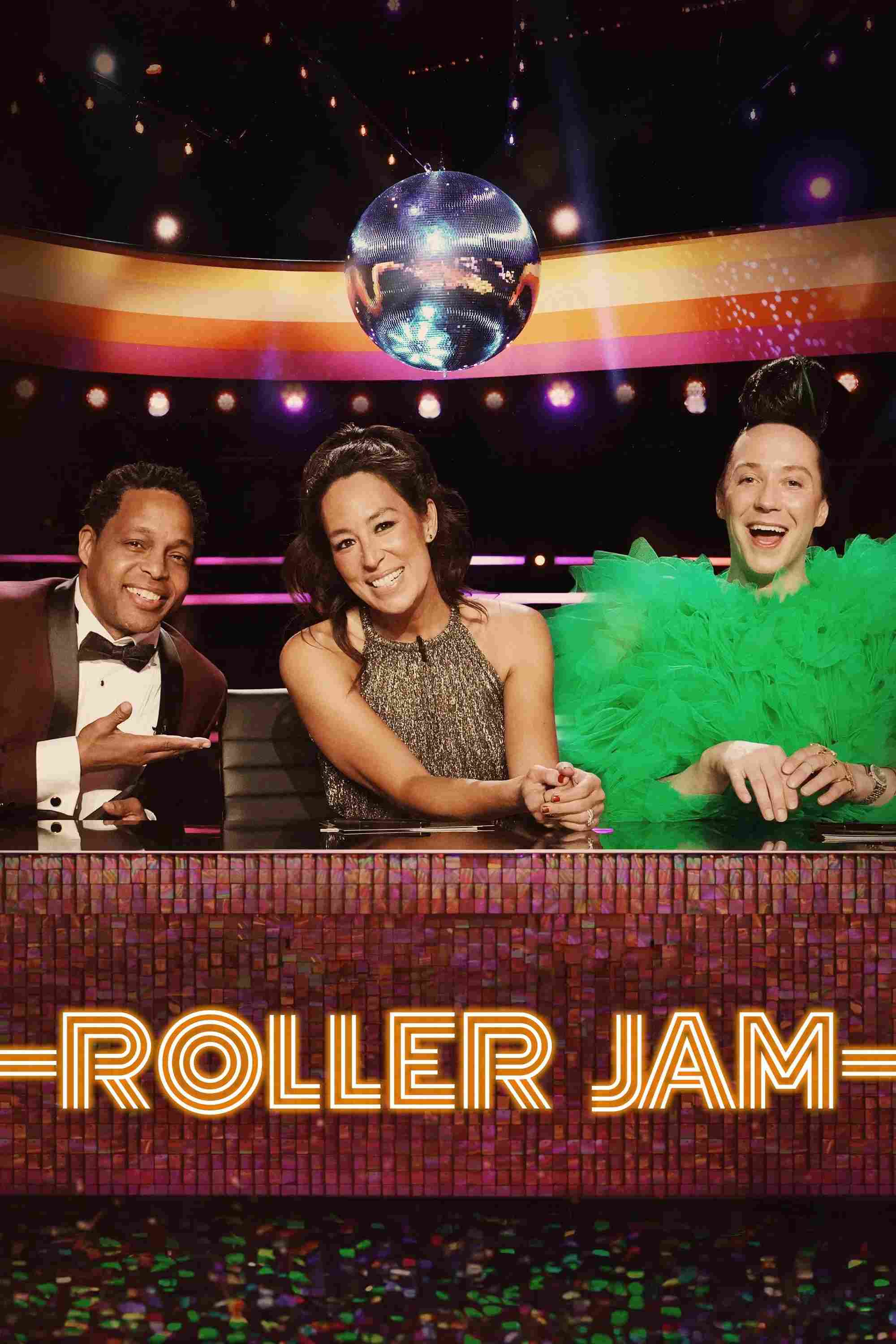Poster chính thức của phim Truyền Hình Thực Tế "Vũ Điệu Patin" (Roller Jam - 2024), với sự tham gia của diễn viên Jordin Sparks và Johnny Weir.