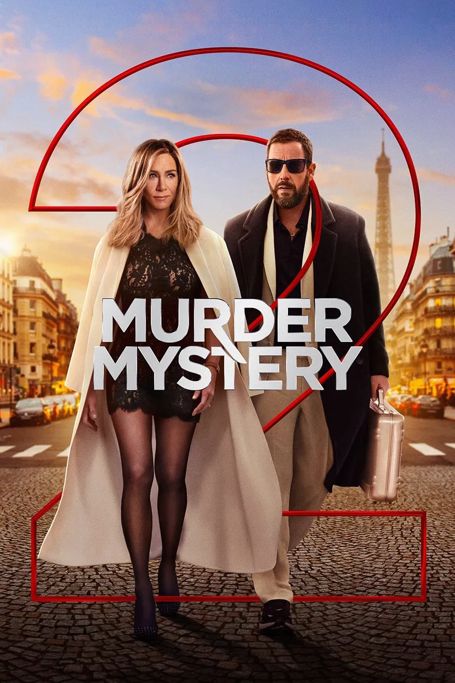Poster chính thức của phim Phim Bí Ẩn, Phim Hài "Vụ Giết Người Bí Ẩn 2" (Murder Mystery 2 - 2023), với sự tham gia của diễn viên Adam Sandler và Jennifer Aniston.