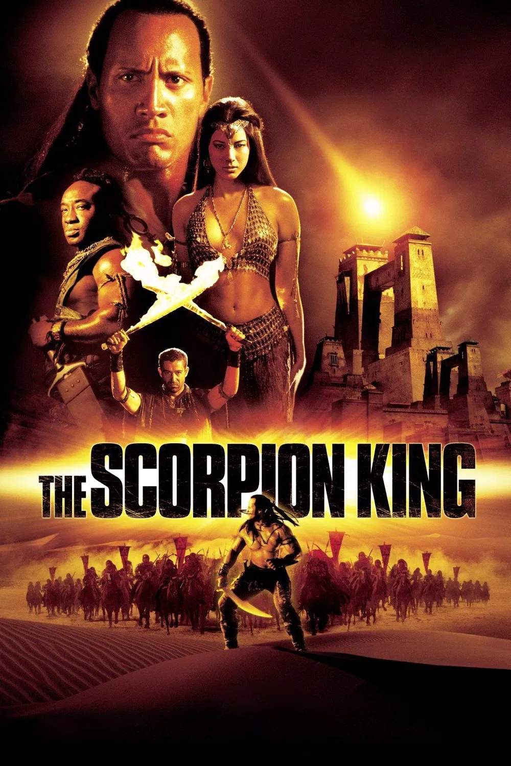 Poster chính thức của phim Phim Hành Động, Phim Phiêu Lưu "Vua Bọ Cạp" (The Scorpion King - 2002), với sự tham gia của diễn viên Dwayne Johnson và Steven Brand.
