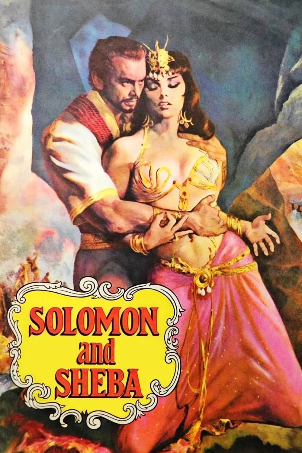 Poster chính thức của phim Phim Lịch Sử, Phim Tình Cảm "Vua Solomon Và Nữ Hoàng Sheba" (Solomon and Sheba - 1959), với sự tham gia của diễn viên Yul Brynner và Gina Lollobrigida.