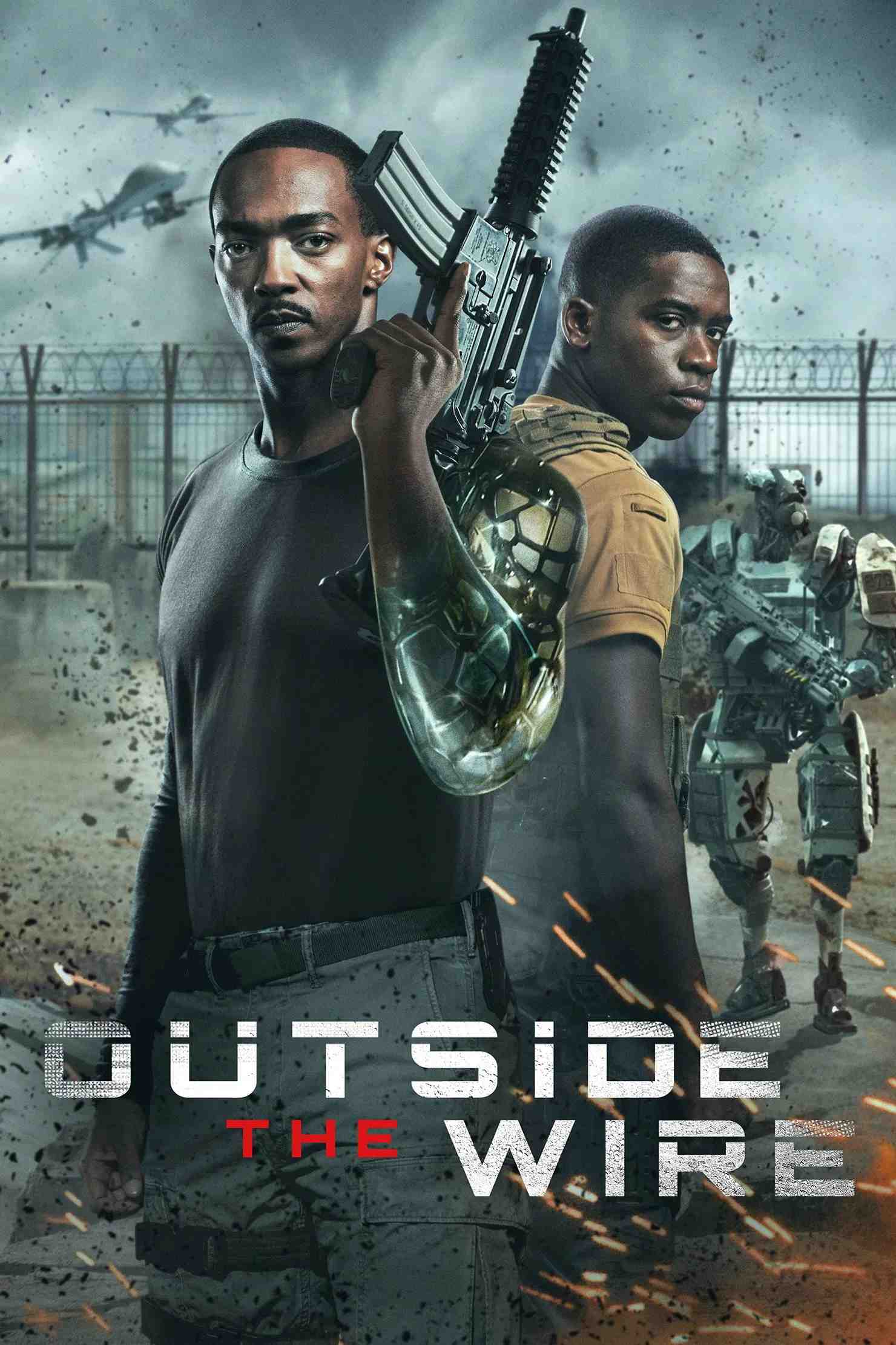 Poster chính thức của phim Phim Giật Gân, Phim Hành Động "Vùng Chiến Sự Hiểm Nguy" (Outside the Wire - 2021), với sự tham gia của diễn viên Anthony Mackie và Damson Idris.