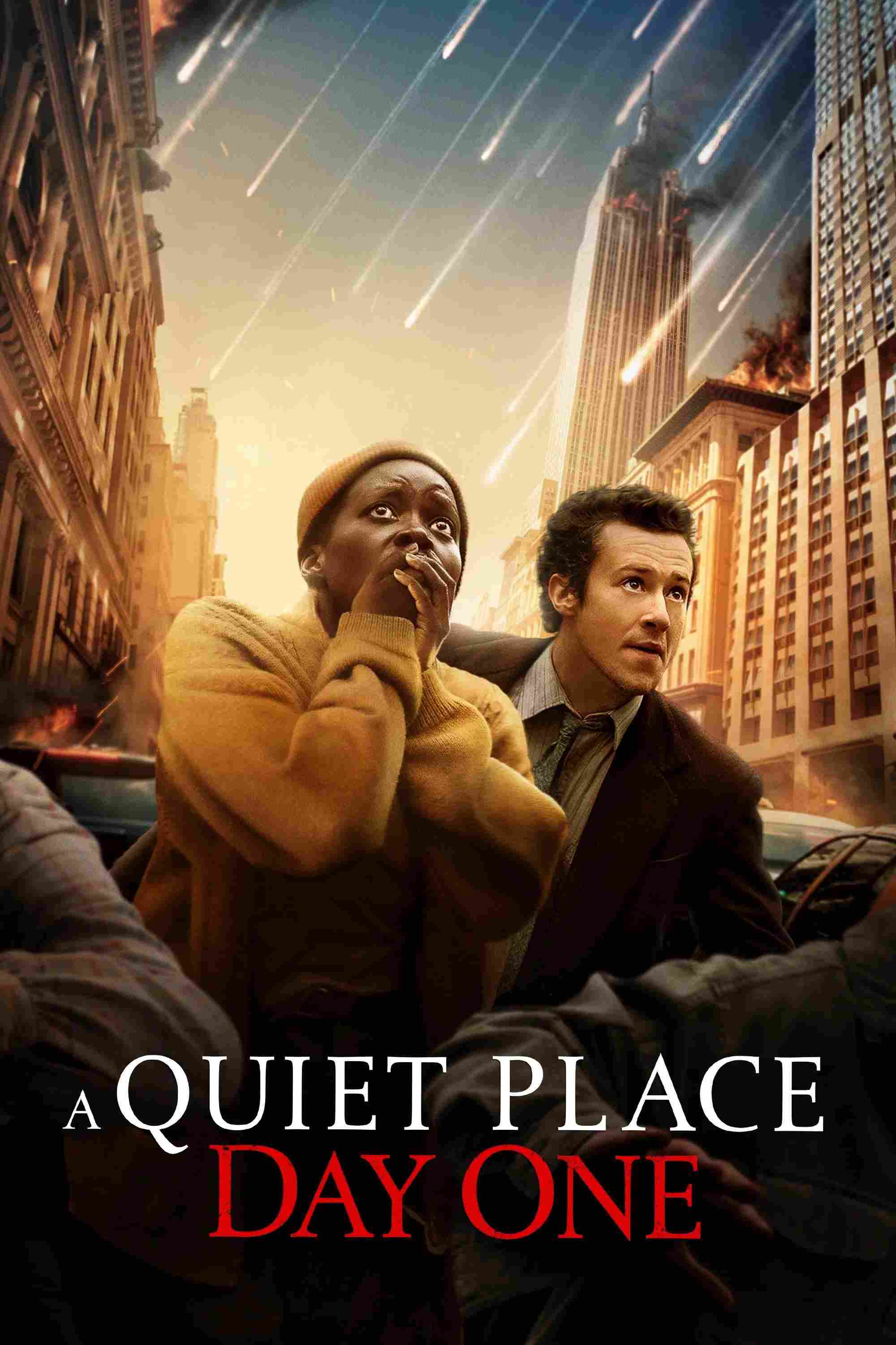 Poster chính thức của phim Phim Kinh Dị, Phim Viễn Tưởng "Vùng Đất Câm Lặng: Ngày Một" (A Quiet Place: Day One - 2024), với sự tham gia của diễn viên Lupita Nyong'o và Joseph Quinn.