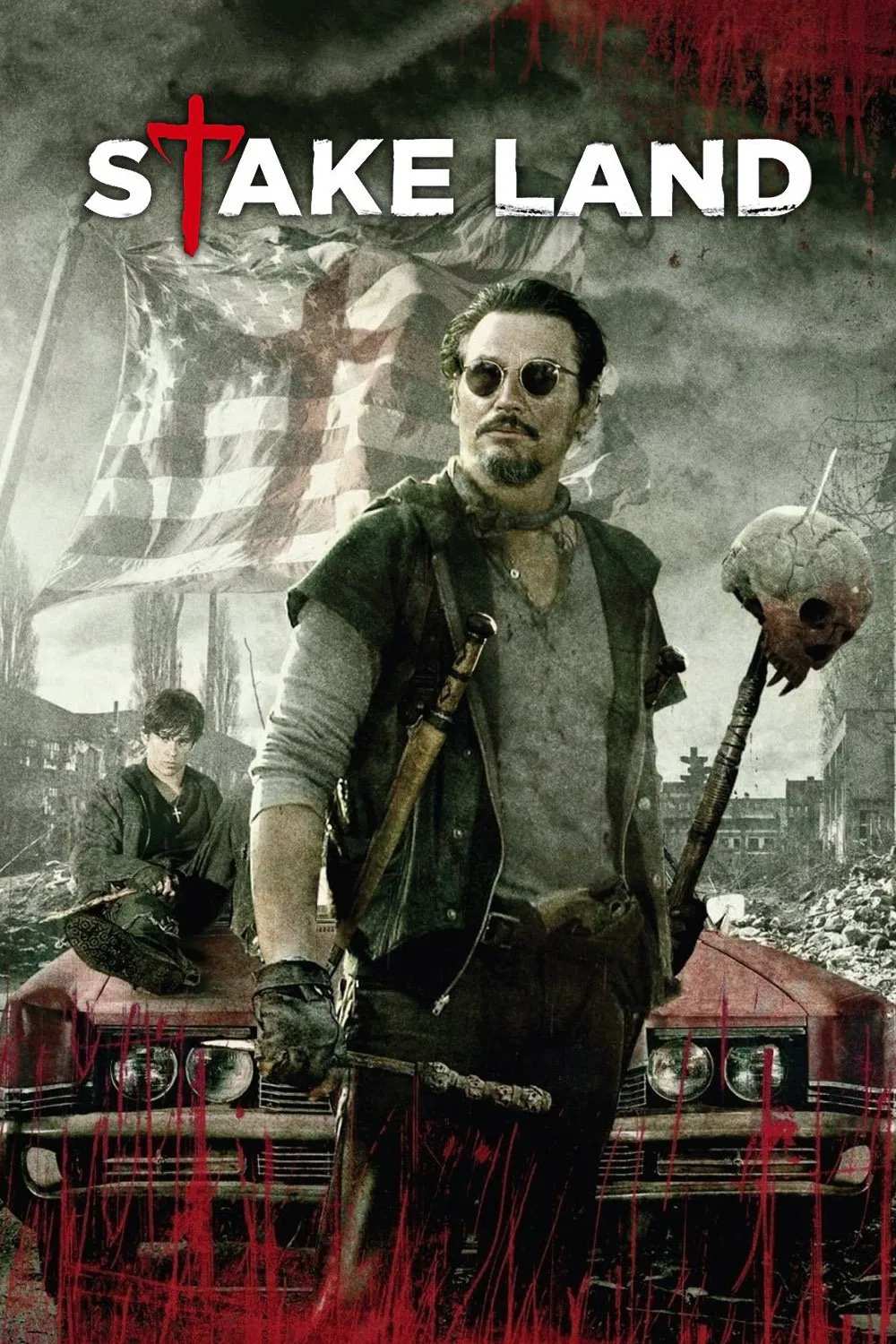 Poster chính thức của phim Phim Tâm Lý, Phim Kinh Dị "Vùng Đất Chết" (Stake Land - 2010), với sự tham gia của diễn viên Connor Paolo và Nick Damici.