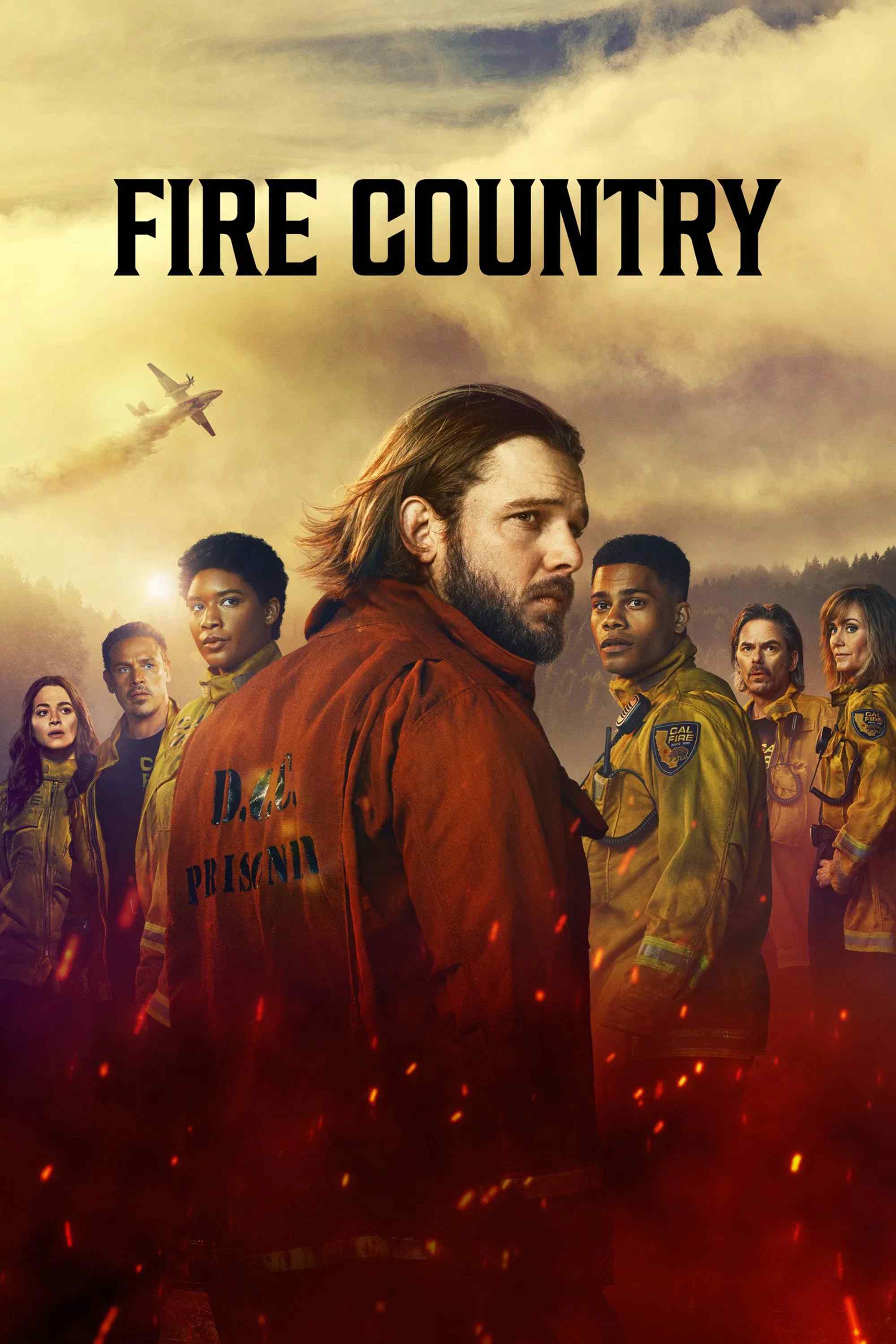 Poster chính thức của phim Phim Tâm Lý, Phim Hình Sự "Vùng Đất Lửa (Phần 2)" (Fire Country - 2022), với sự tham gia của diễn viên Max Thieriot và Kevin Alejandro.