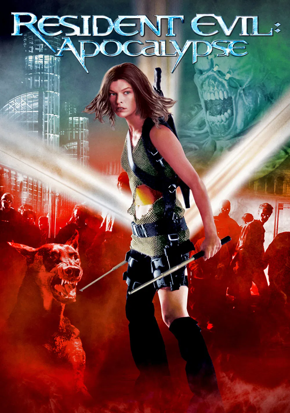 Poster chính thức của phim Phim Kinh Dị, Phim Hành Động "Vùng Đất Quỷ Dữ: Khải Huyền" (Resident Evil: Apocalypse - 2004), với sự tham gia của diễn viên Milla Jovovich và Sienna Guillory.