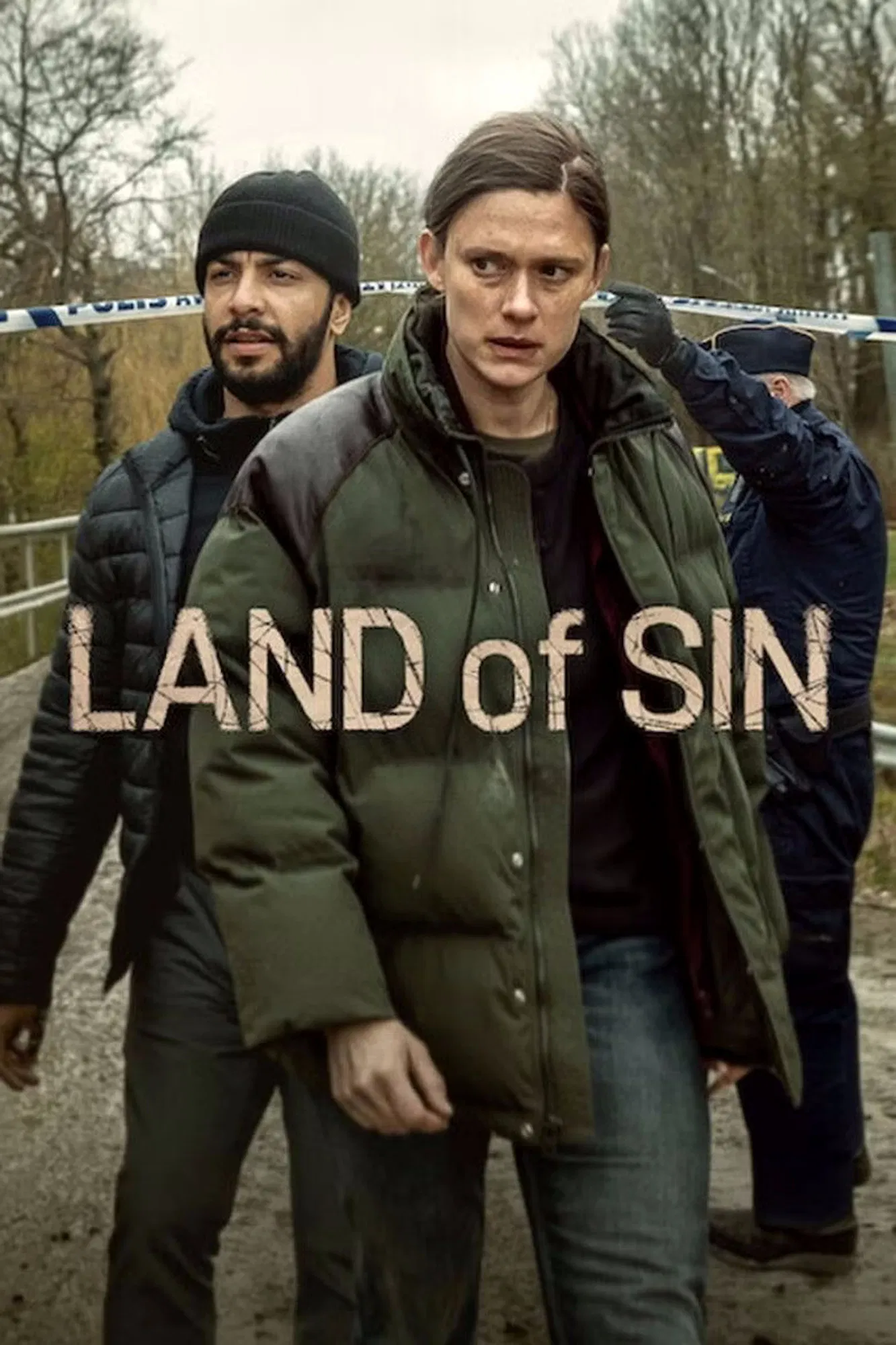 Poster chính thức của phim Phim Tâm Lý, Phim Hình Sự "Vùng Đất Tội Lỗi" (Land of Sin - 2026), với sự tham gia của diễn viên Krista Kosonen và Mohammed Nour Oklah.