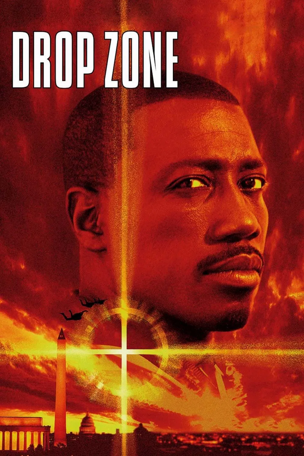 Poster chính thức của phim Phim Hành Động, Phim Giật Gân "Vùng trời Tự Do" (Drop Zone - 1994), với sự tham gia của diễn viên Wesley Snipes và Gary Busey.