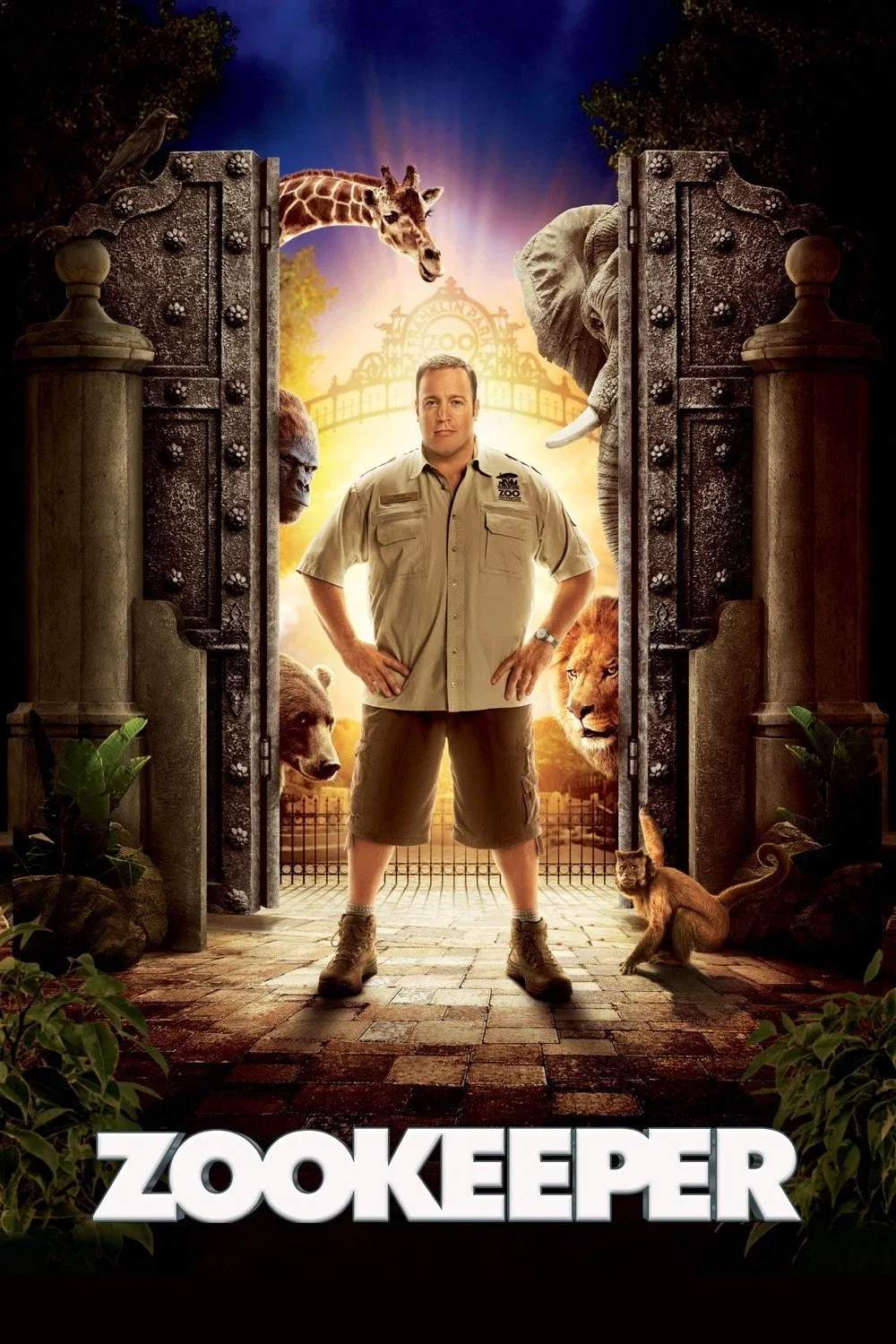 Poster chính thức của phim Phim Hài, Phim Tình Cảm "Vườn Thú Tình Yêu" (Zookeeper - 2011), với sự tham gia của diễn viên Kevin James và Rosario Dawson.