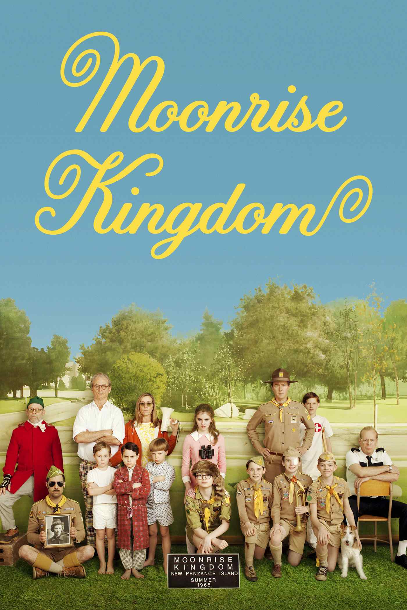 Poster chính thức của phim Phim Hài, Phim Tâm Lý "Vương Quốc Trăng Lên" (Moonrise Kingdom - 2012), với sự tham gia của diễn viên Jared Gilman và Kara Hayward.
