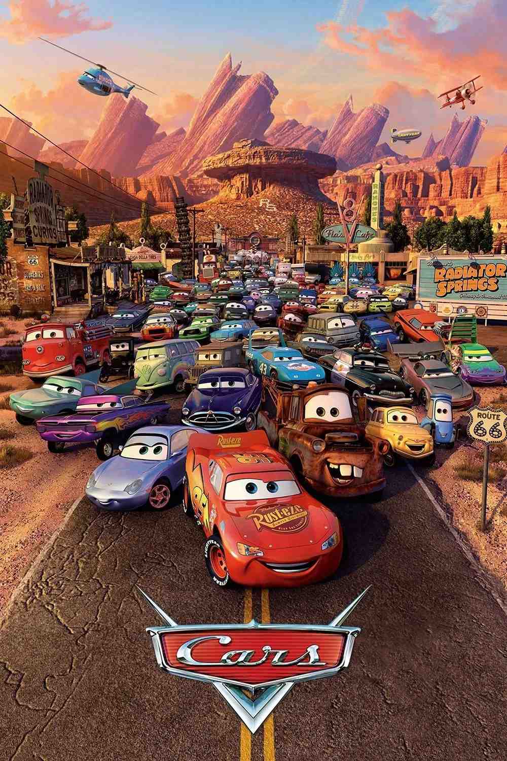 Poster chính thức của phim Phim Hoạt Hình, Phim Phiêu Lưu "Vương Quốc Xe Hơi" (Cars - 2006), với sự tham gia của diễn viên Owen Wilson và Paul Newman.