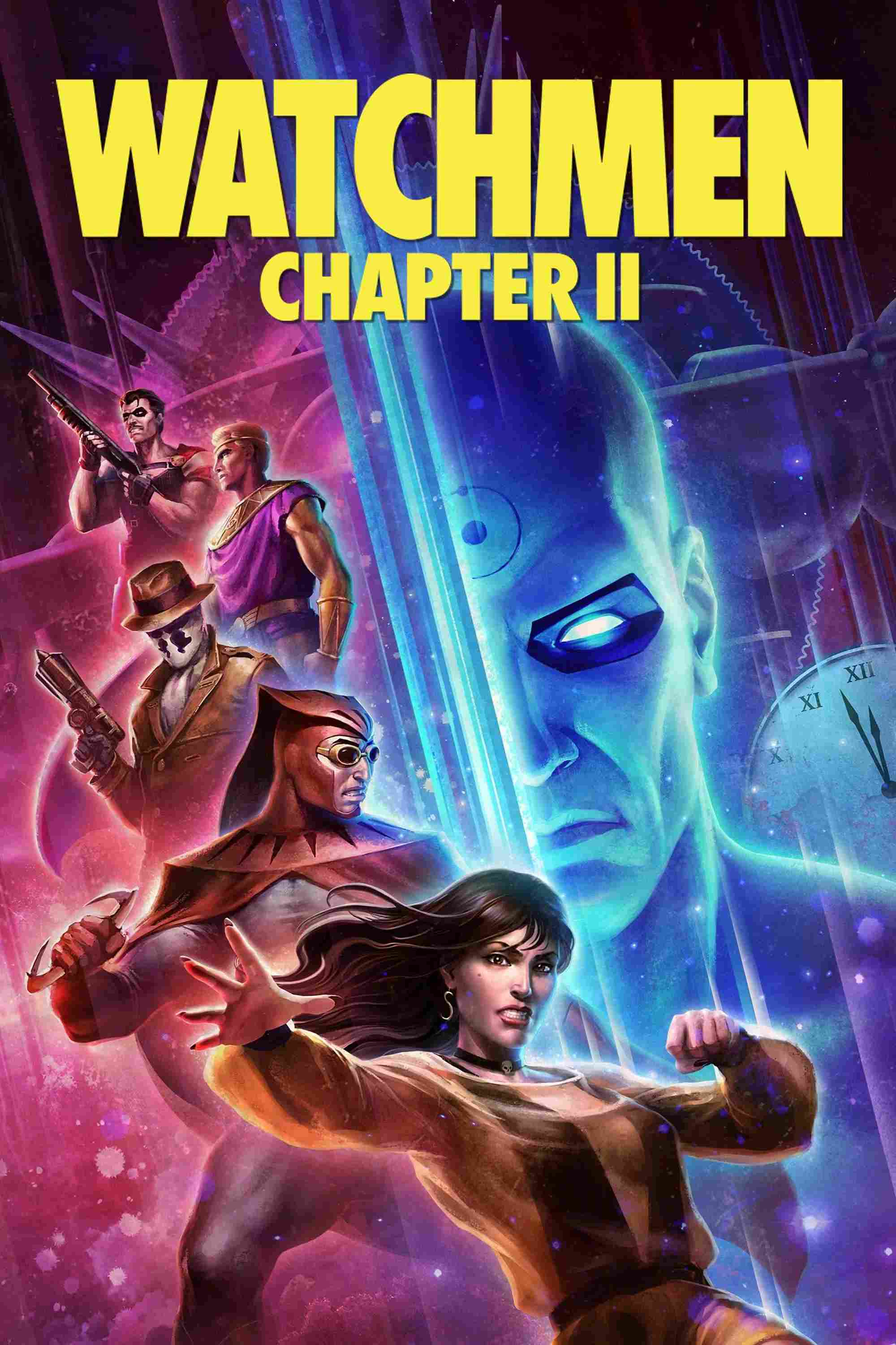 Poster chính thức của phim Phim Hoạt Hình, Phim Bí Ẩn "Watchmen: Chapter II" (Watchmen: Chapter II - 2024), với sự tham gia của diễn viên Troy Baker và Adrienne Barbeau.