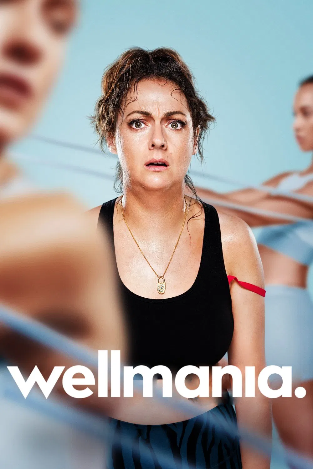 Poster chính thức của phim Phim Hài, Phim Tâm Lý "Wellmania" (Wellmania - 2023), với sự tham gia của diễn viên Celeste Barber và J.J. Fong.