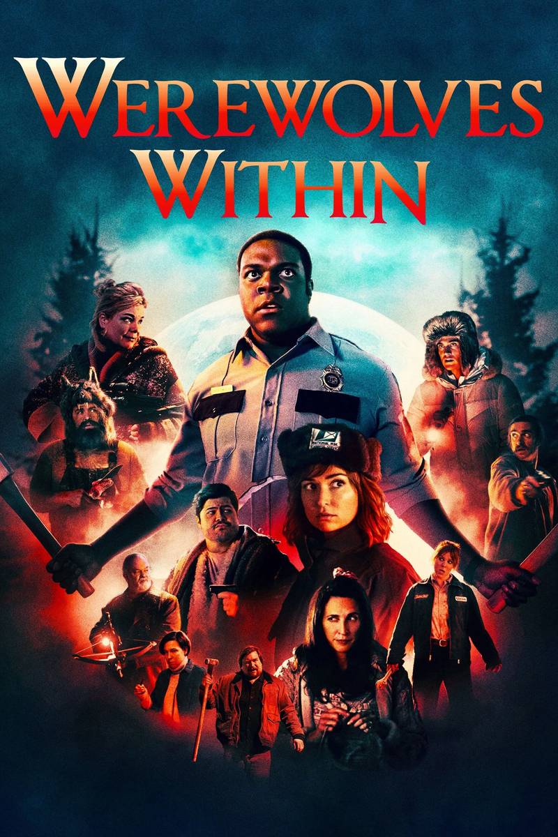 Poster chính thức của phim Phim Kinh Dị, Phim Hài "Werewolves Within" (Werewolves Within - 2021), với sự tham gia của diễn viên Sam Richardson và Milana Vayntrub.
