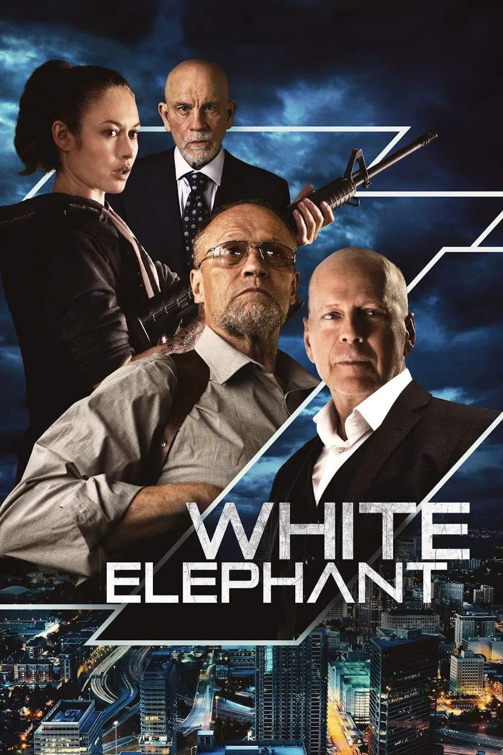 Poster chính thức của phim Phim Hành Động, Phim Hình Sự "Điệp Vụ Voi Trắng" (White Elephant - 2022), với sự tham gia của diễn viên Michael Rooker và Bruce Willis.