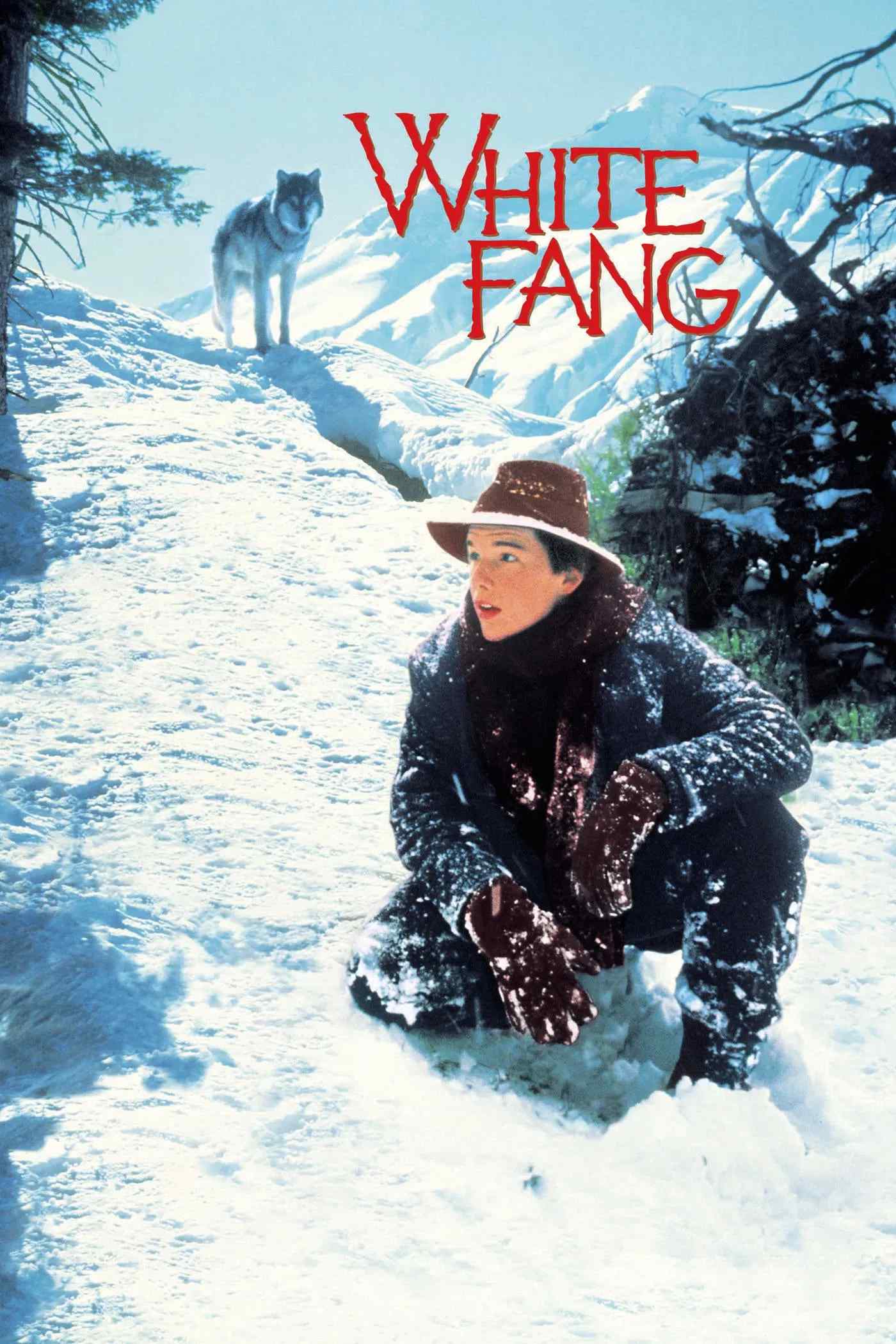 Poster chính thức của phim Phim Hành Động, Phim Phiêu Lưu "White Fang" (White Fang - 1991), với sự tham gia của diễn viên Klaus Maria Brandauer và Ethan Hawke.