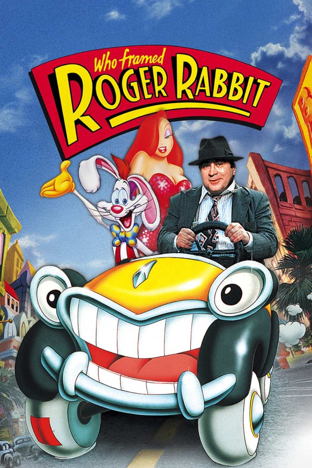 Poster chính thức của phim Phim Giả Tượng, Phim Hoạt Hình "Who Framed Roger Rabbit" (Who Framed Roger Rabbit - 1988), với sự tham gia của diễn viên Bob Hoskins và Christopher Lloyd.