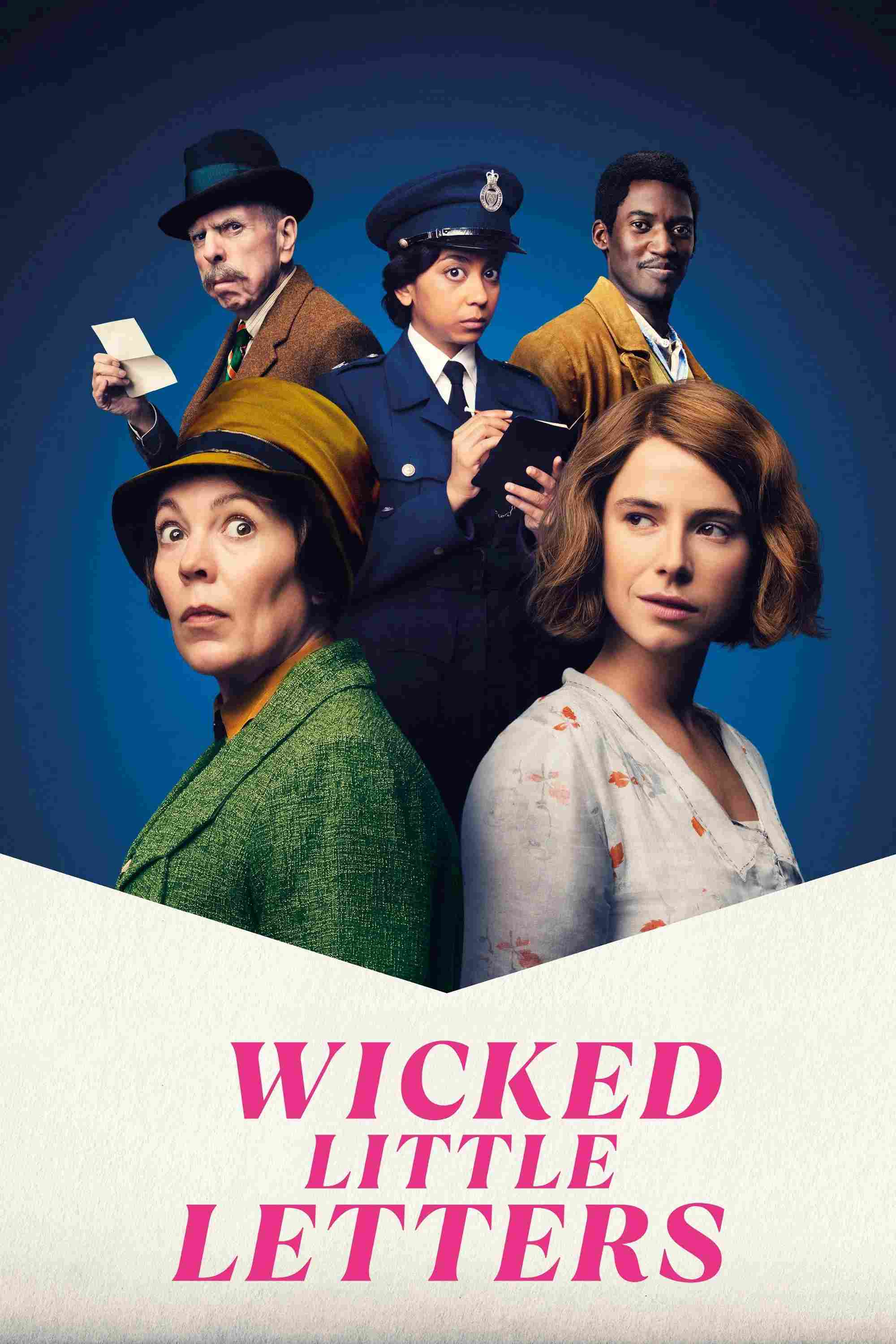 Poster chính thức của phim Phim Hài, Phim Tâm Lý "Wicked Little Letters" (Wicked Little Letters - 2024), với sự tham gia của diễn viên Olivia Colman và Jessie Buckley.