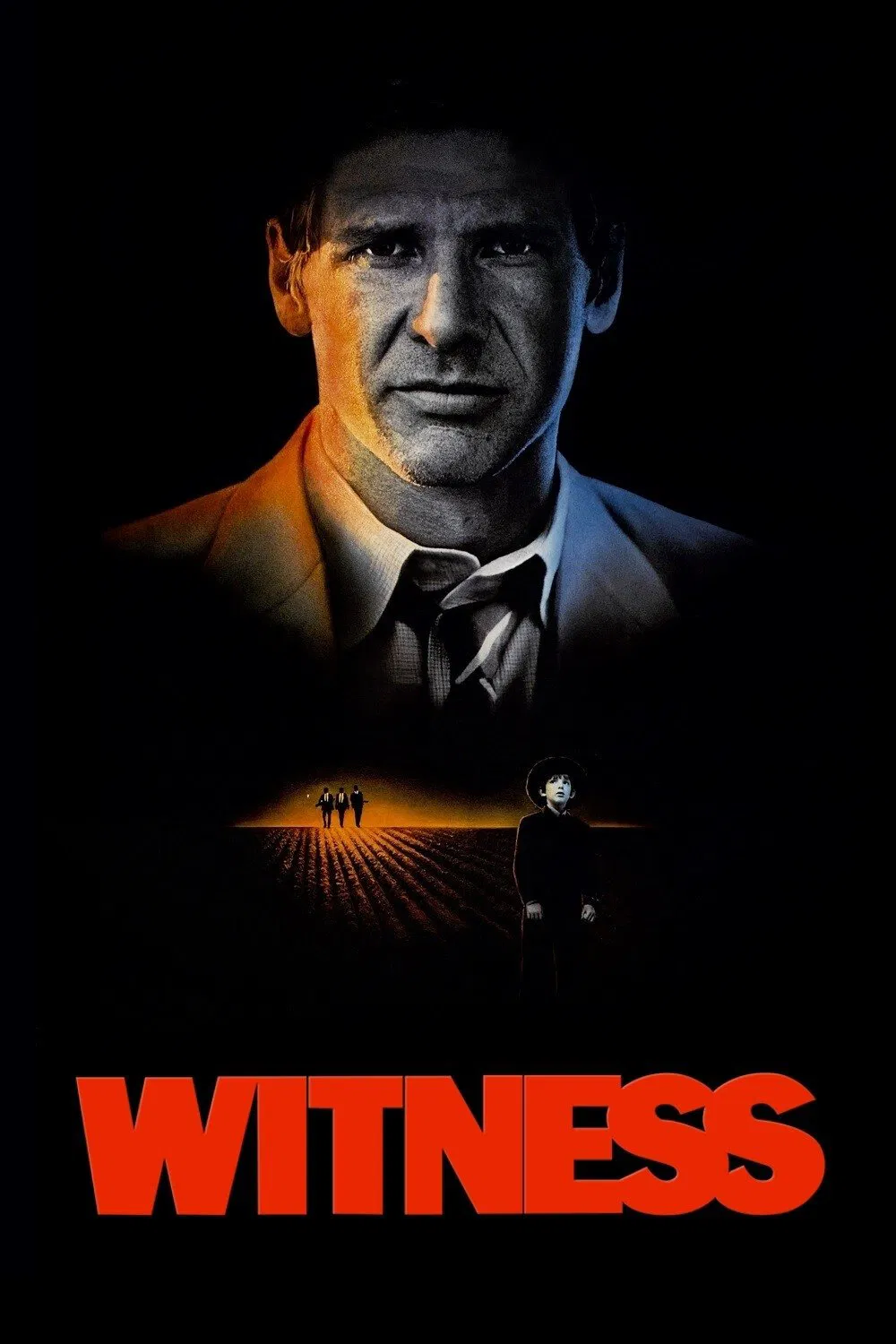 Poster chính thức của phim Phim Hình Sự, Phim Tâm Lý "Witness" (Witness - 1985), với sự tham gia của diễn viên Harrison Ford và Kelly McGillis.