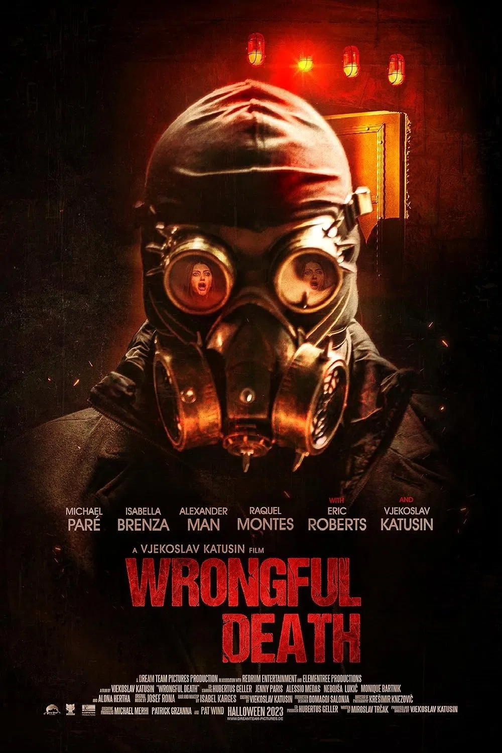 Poster chính thức của phim Phim Giật Gân, Phim Bí Ẩn "Wrongful Death" (Wrongful Death - 2023), với sự tham gia của diễn viên Isabella Brenza và Michael Paré.