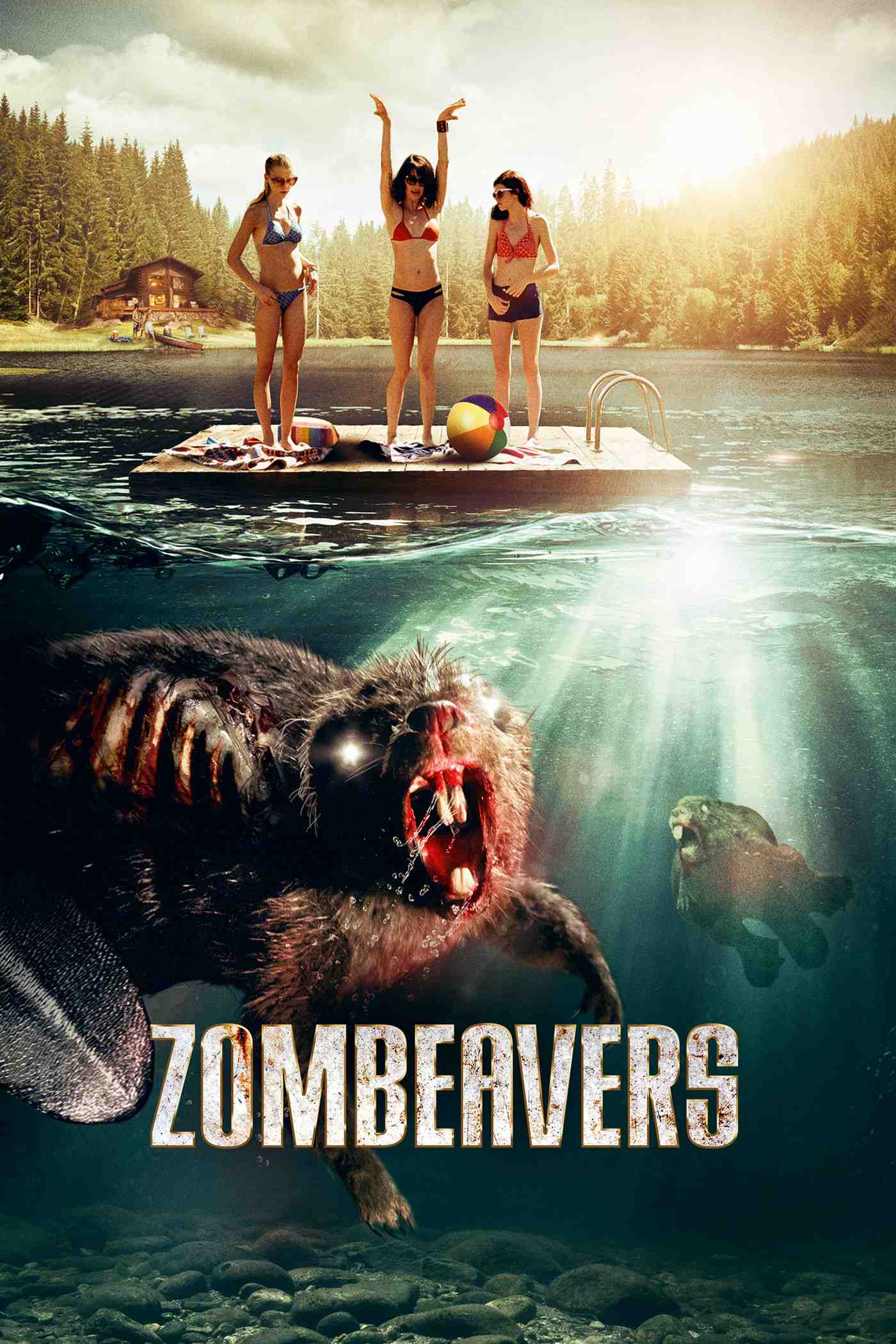 Poster chính thức của phim Phim Kinh Dị, Phim Hành Động "Xác Sống Hải Ly" (Zombeavers - 2014), với sự tham gia của diễn viên Rachel Melvin và Cortney Palm.