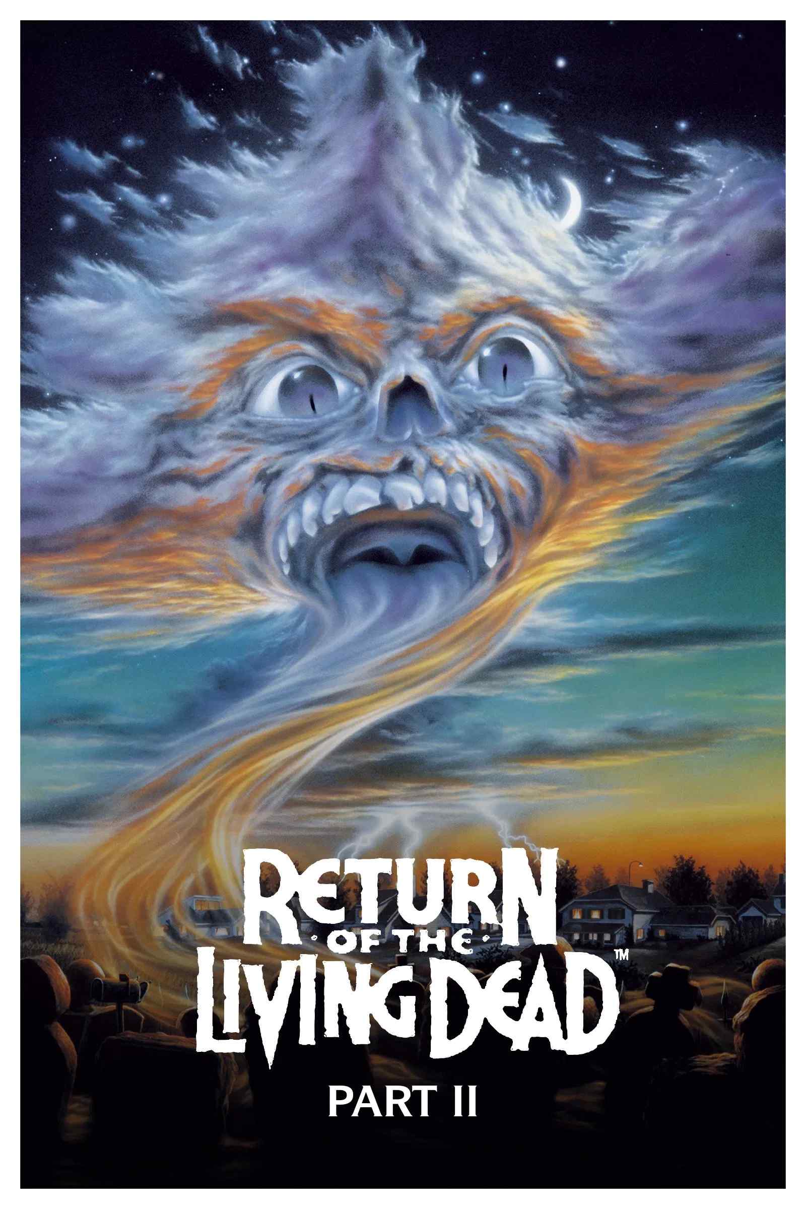 Poster chính thức của phim Phim Kinh Dị, Phim Hài "Xác Sống Trở Lại 2" (Return of the Living Dead Part II - 1988), với sự tham gia của diễn viên Michael Kenworthy và James Karen.