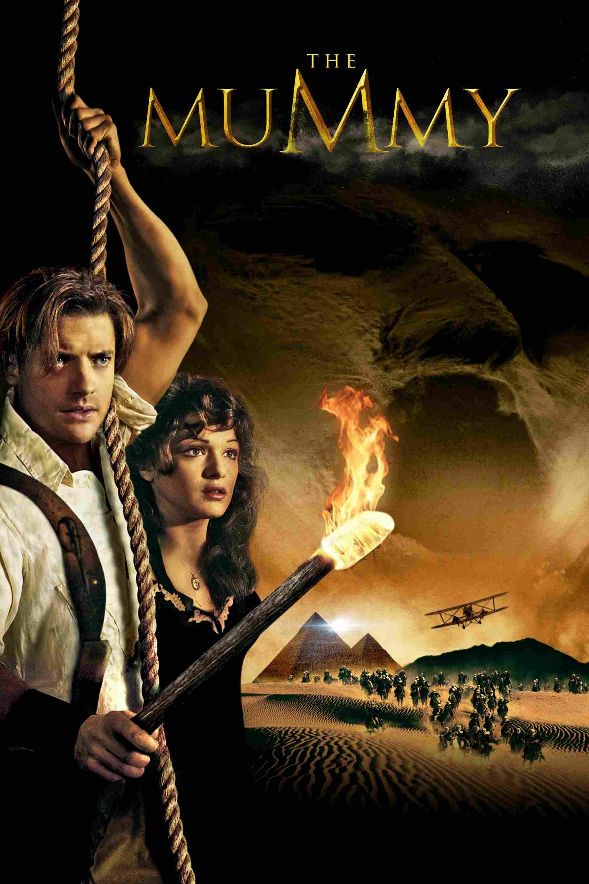 Poster chính thức của phim Phim Phiêu Lưu, Phim Hành Động "Xác Ướp Ai Cập" (The Mummy - 1999), với sự tham gia của diễn viên Brendan Fraser và Rachel Weisz.