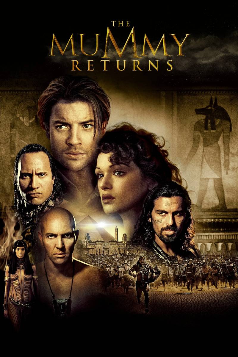 Poster chính thức của phim Phim Phiêu Lưu, Phim Hành Động "Xác Ướp Trở Lại" (The Mummy Returns - 2001), với sự tham gia của diễn viên Brendan Fraser và Rachel Weisz.