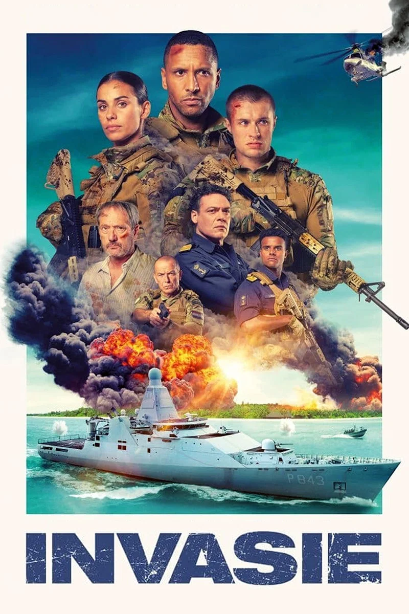 Poster chính thức của phim Phim Hành Động, Phim Tâm Lý "Xâm Lược" (Invasion - 2024), với sự tham gia của diễn viên Tarikh Janssen và Gijs Blom.
