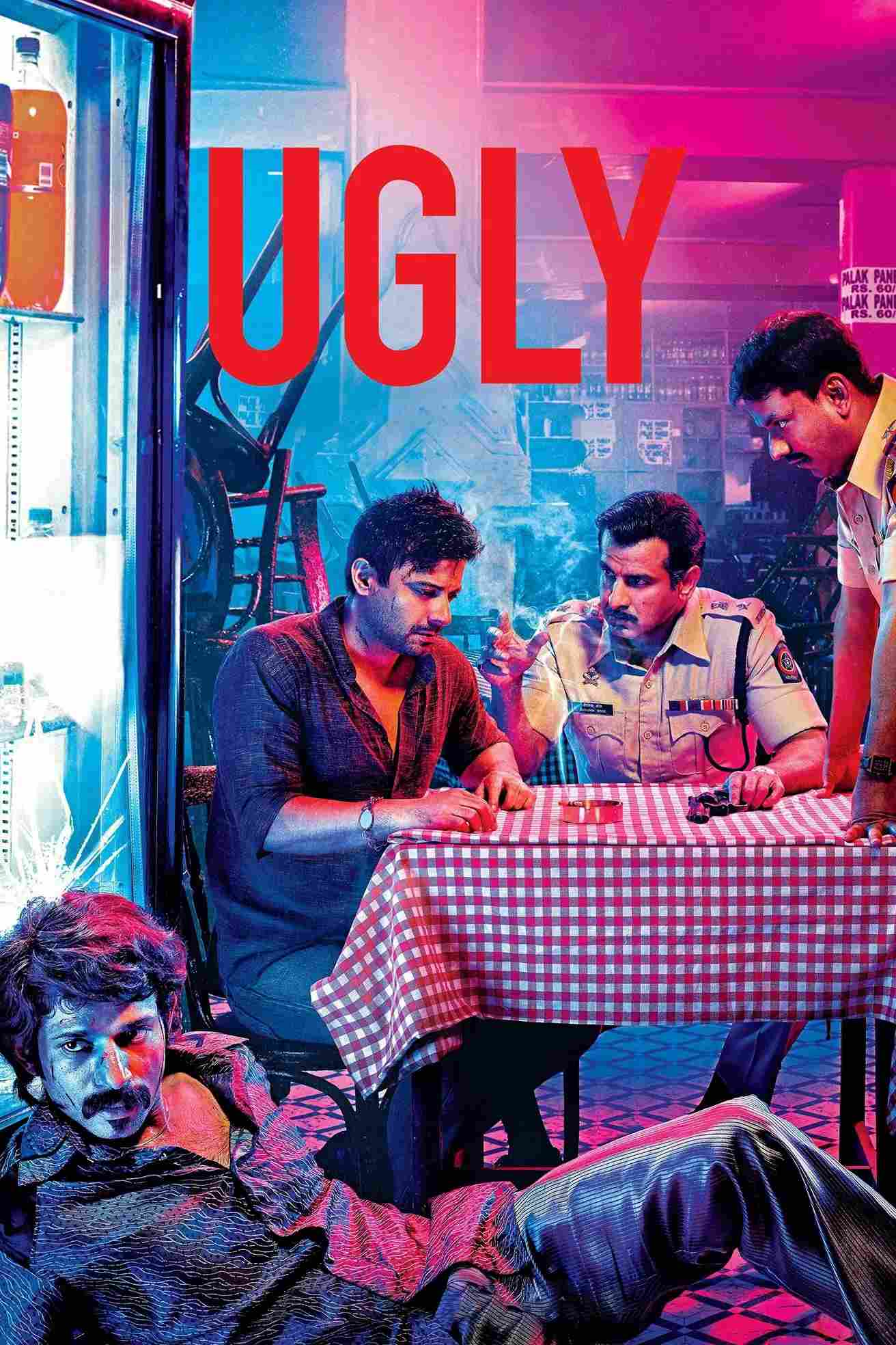 Poster chính thức của phim Phim Giật Gân, Phim Tâm Lý "Xấu Xa" (Ugly - 2013), với sự tham gia của diễn viên Ronit Roy và Rahul Bhat.